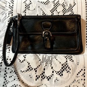 Coach Leather Buckle Soho Skinny Wristlet Black